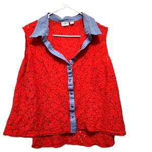 NWOT CATO WOMAN SZ 18/20 RED LACE LOOK TOP